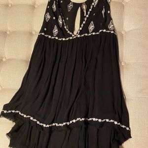 Free people Black embroidered tank